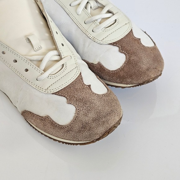 Tory Burch Cream Leather & Suede Logo Sneakers | Size US 6 | Neutral Trainer - Picture 13 of 13